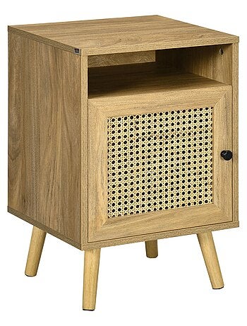 Chevet style bohème - placard, niche - aspect bois manguier rotin