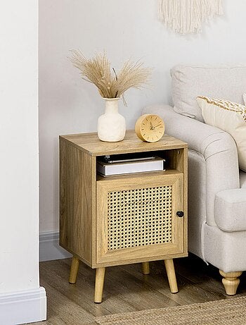 Chevet style bohème - placard, niche - aspect bois manguier rotin