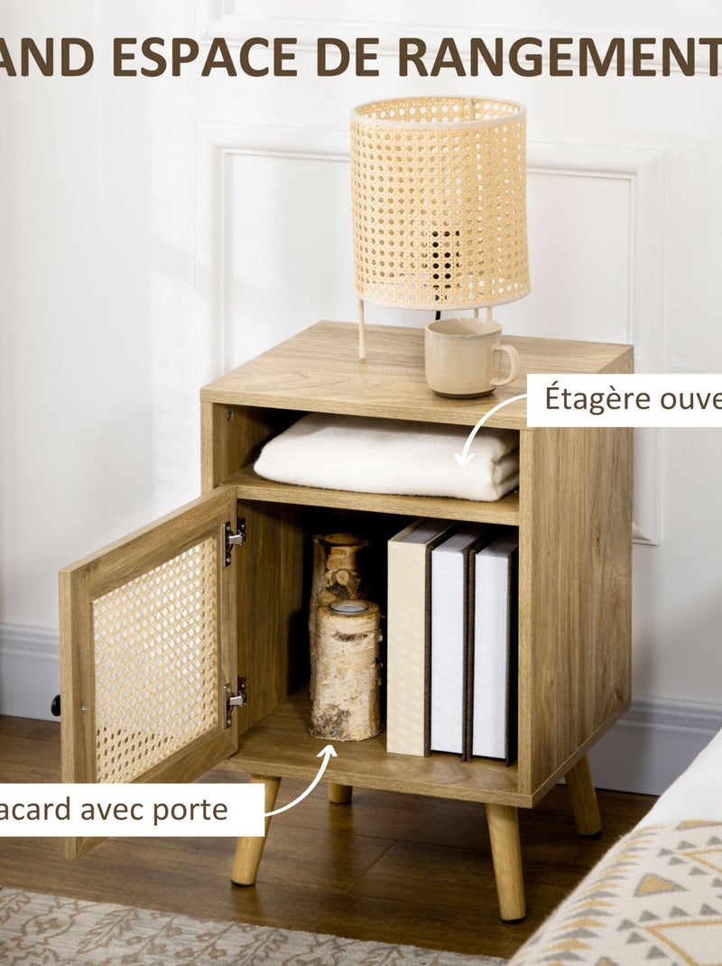 Chevet style bohème - placard, niche - aspect bois manguier rotin Beige - Kiabi