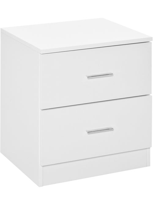 Chevet style contemporain 2 tiroirs poignées alu blanc - Kiabi