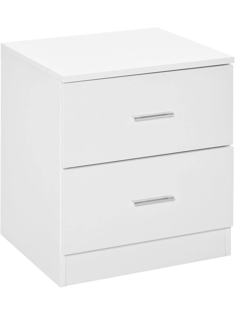 Chevet style contemporain 2 tiroirs poignées alu blanc Blanc Blanc - Kiabi