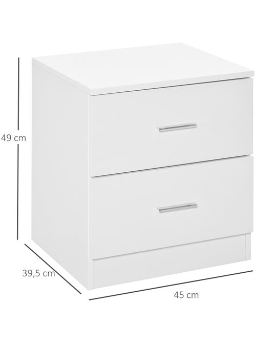 Chevet style contemporain 2 tiroirs poignées alu blanc - Kiabi
