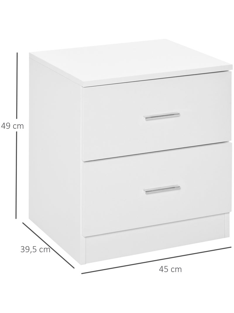 Chevet style contemporain 2 tiroirs poignées alu blanc Blanc Blanc - Kiabi