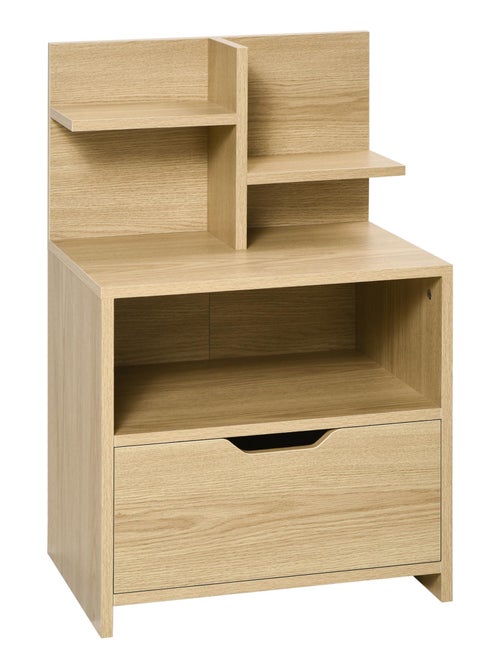 Chevet table de nuit multi-rangement aspect bois de chêne clair - Kiabi