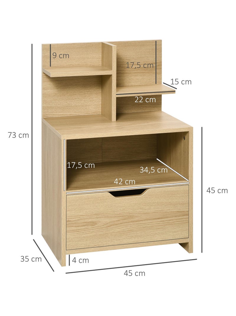 Chevet table de nuit multi-rangement aspect bois de chêne clair Beige - Kiabi