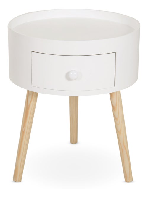 Chevet table de nuit ronde 1 tiroir design scandinave bicolore - Kiabi