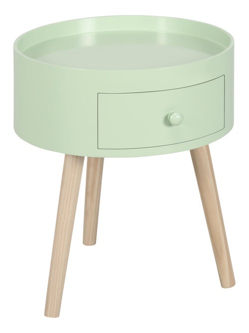 Chevet table de nuit ronde 1 tiroir design scandinave bicolore - Kiabi
