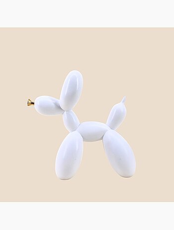 Chien ballon résine blanche 24cm