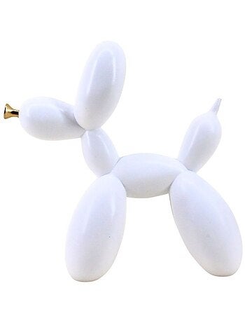 Chien ballon résine blanche 24cm