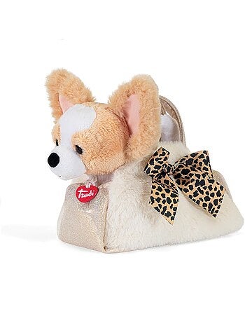 Chien en peluche dans son sac