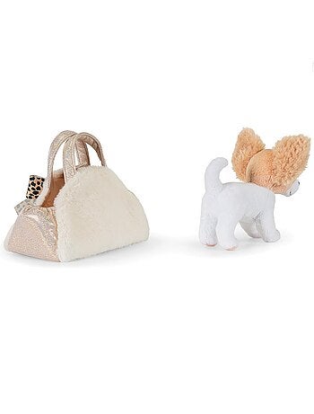 Chien en peluche dans son sac