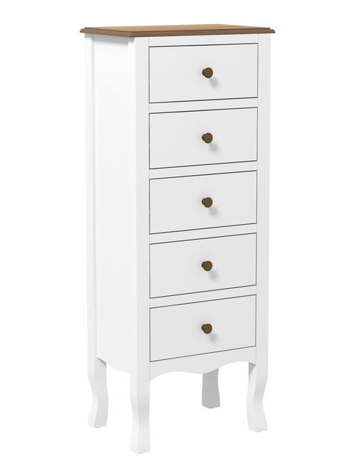 Chiffonnier 5 tiroirs design néo-rétro MDF bois blanc - Kiabi