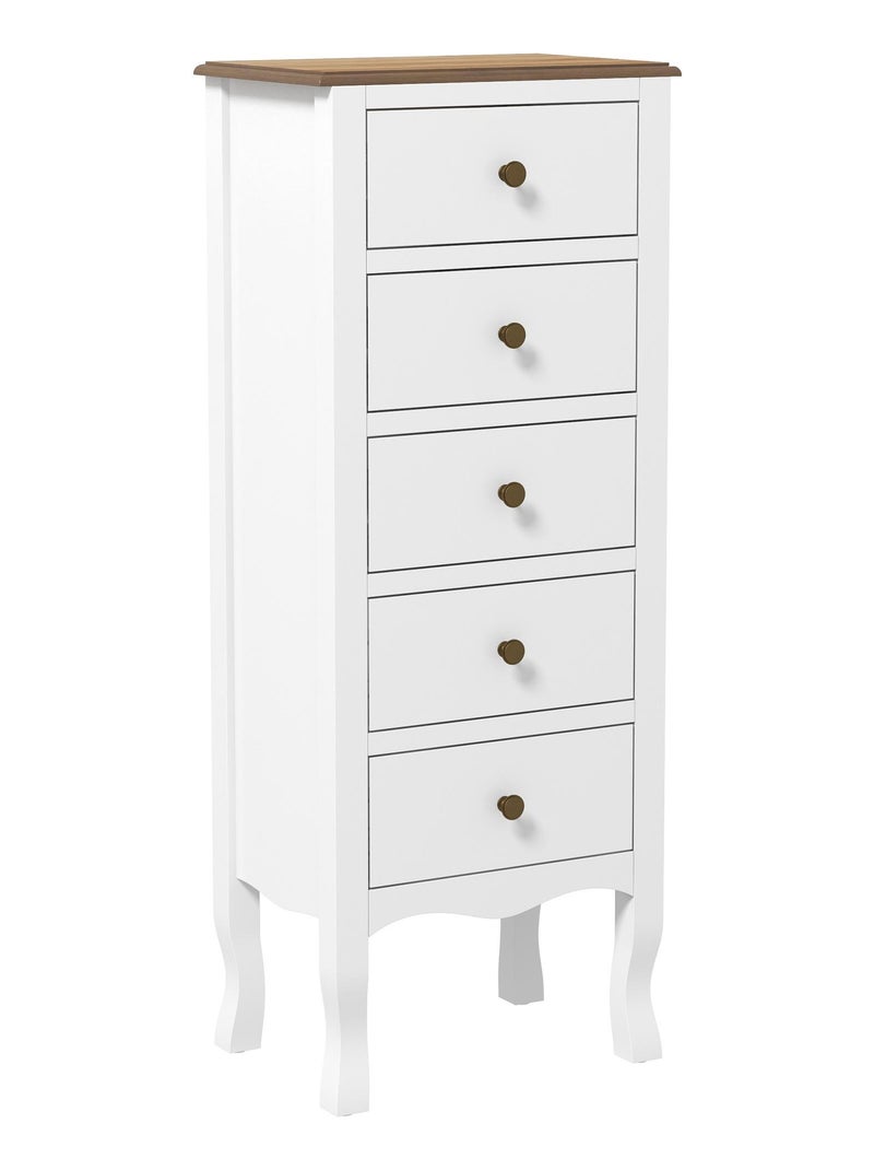 Chiffonnier 5 tiroirs design néo-rétro MDF bois blanc Blanc - Kiabi