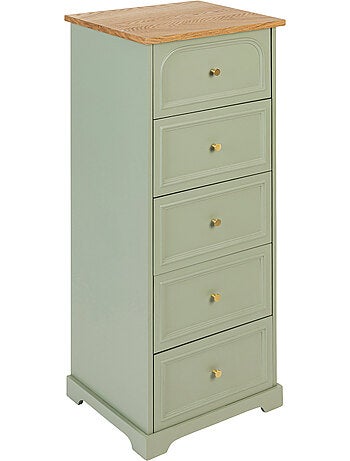 Chiffonnier 5 tiroirs en bois avec plateau en frêne