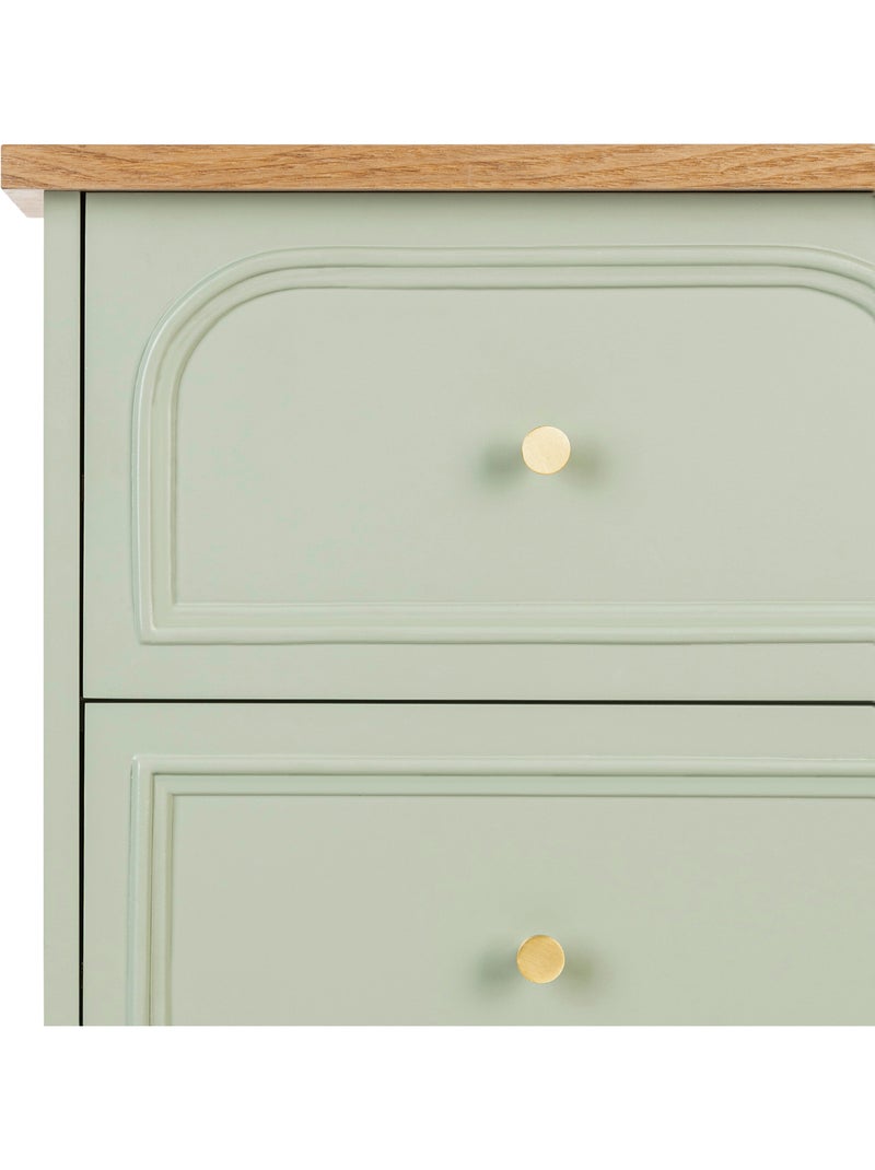 Chiffonnier 5 tiroirs en bois avec plateau en frêne Bleu céladon - Kiabi