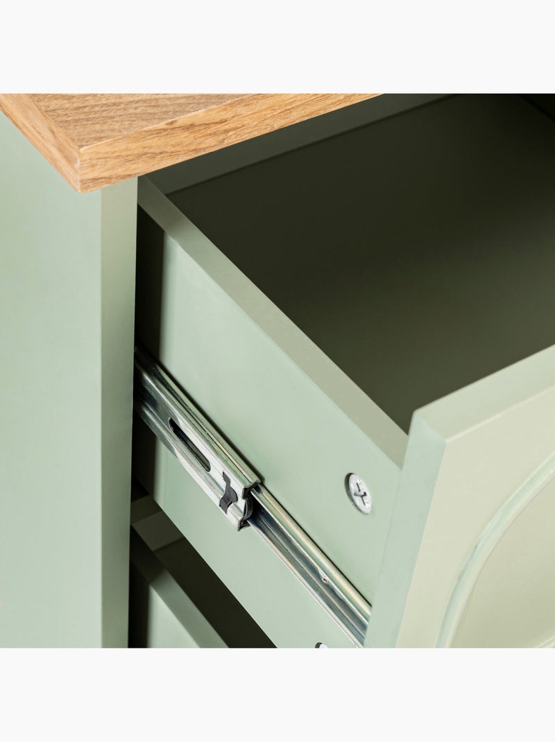 Chiffonnier 5 tiroirs en bois avec plateau en frêne Bleu céladon - Kiabi