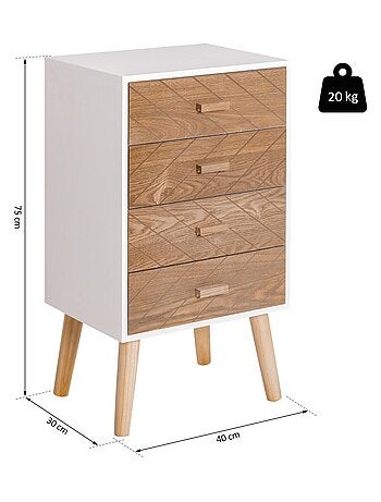 Chiffonnier design scandinave bicolore blanc hêtre