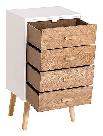 Chiffonnier design scandinave bicolore blanc hêtre