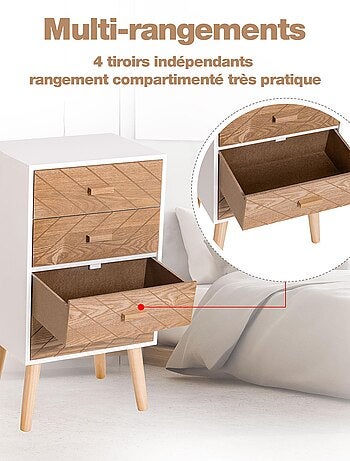 Chiffonnier design scandinave bicolore blanc hêtre