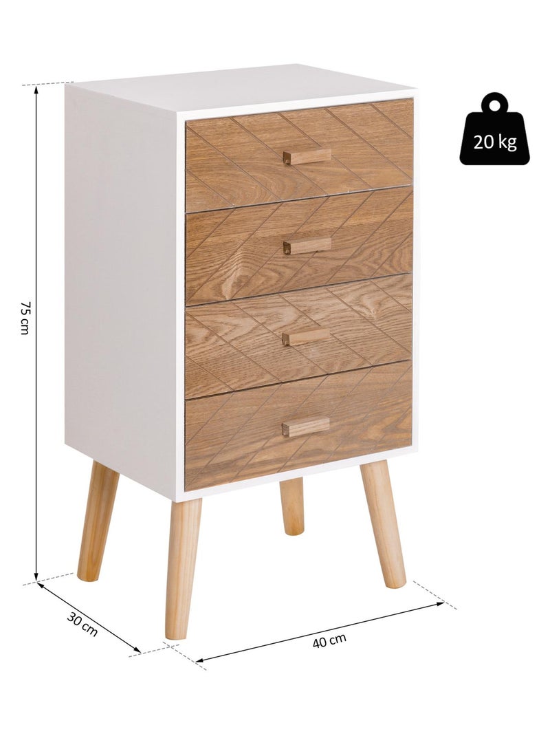 Chiffonnier design scandinave bicolore blanc hêtre Blanc - Kiabi