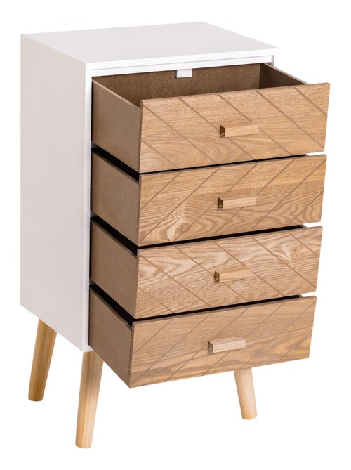 Chiffonnier design scandinave bicolore blanc hêtre - Kiabi