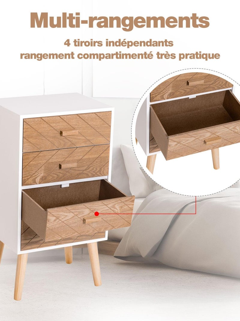 Chiffonnier design scandinave bicolore blanc hêtre Blanc - Kiabi