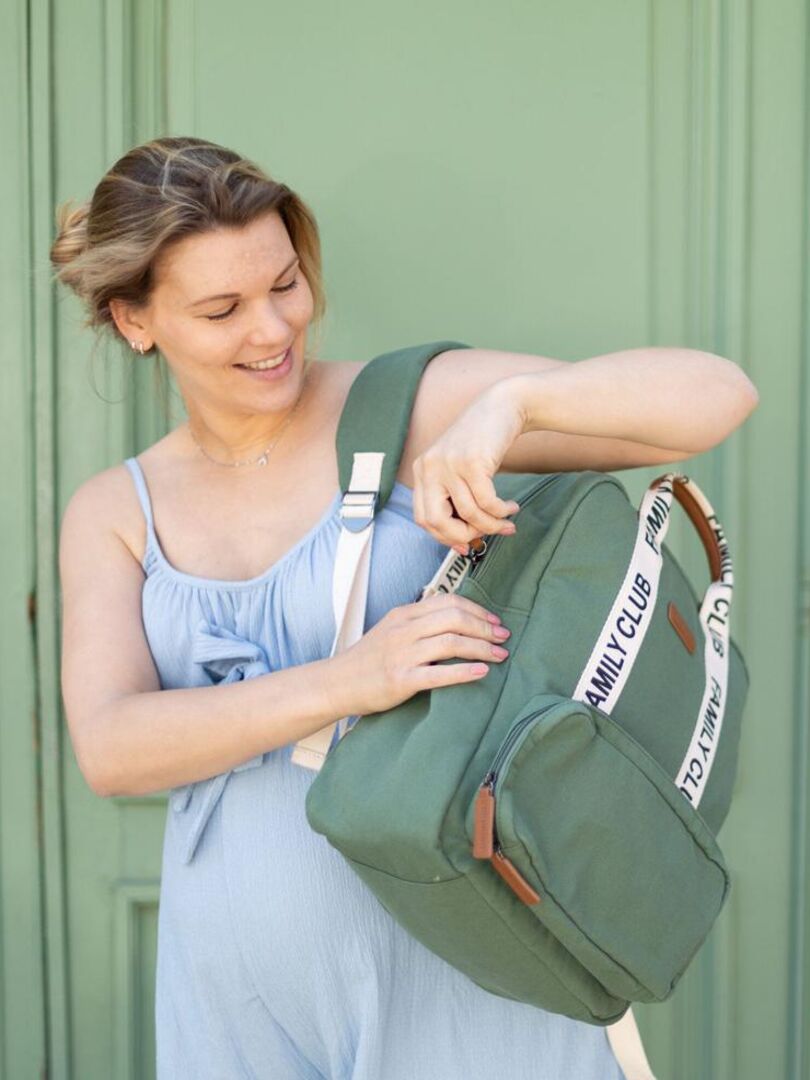 Sac à Dos à Langer Family Bag CHILDHOME 20.5L - Multifonction, Tapis à Langer Inclus, Pochette Isotherme - Teddy White
