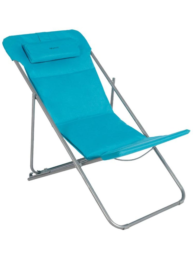 Chilienne de jardin pliante 3 positions avec repose-tête BILBAO Bleu - Kiabi