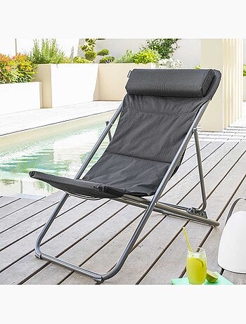 Chilienne de jardin pliante 4 positions avec repose-tête JUBBA