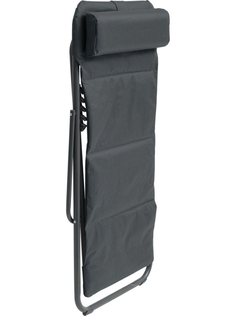 Chilienne de jardin pliante 4 positions avec repose-tête JUBBA gris anthracite - Kiabi