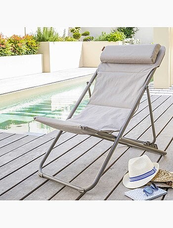 Chilienne de jardin pliante 4 positions avec repose-tête jubba