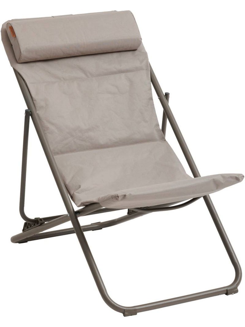 Chilienne de jardin pliante 4 positions avec repose-tête jubba Marron noisette - Kiabi