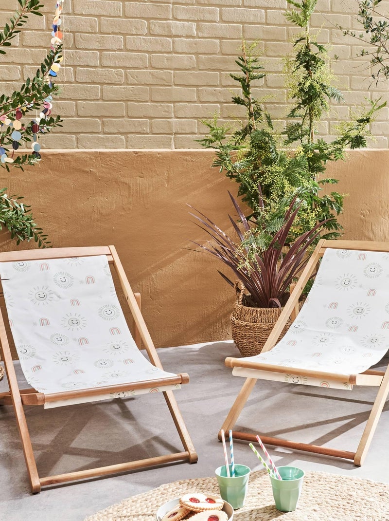 Chilienne pour enfant avec motifs, salon de jardin enfant bois d'eucalyptus (lot Marie Blanc - Kiabi