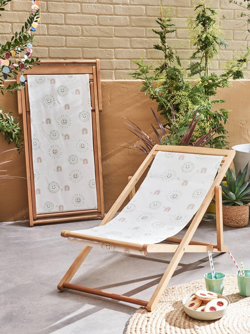 Chilienne pour enfant avec motifs, salon de jardin enfant bois d'eucalyptus (lot Marie Blanc - Kiabi