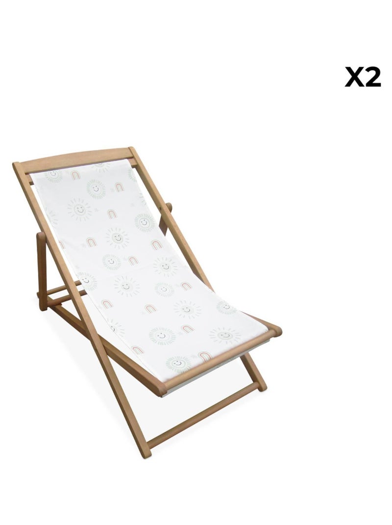 Chilienne pour enfant avec motifs, salon de jardin enfant bois d'eucalyptus (lot Marie Blanc - Kiabi