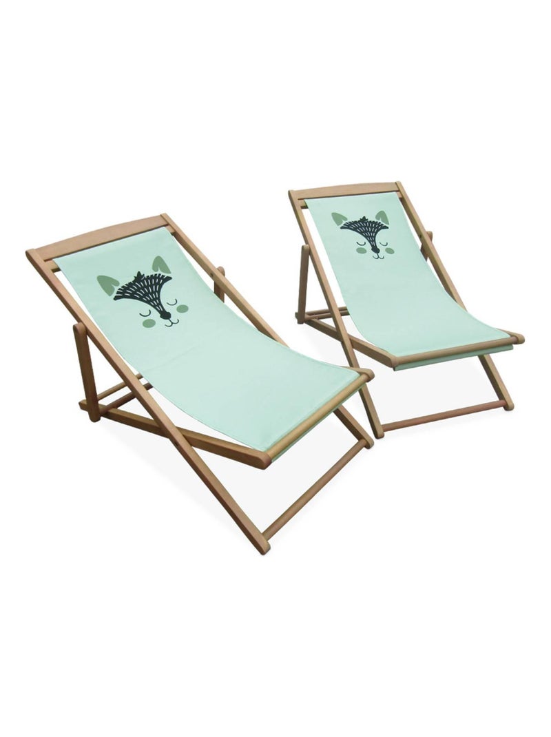 Chilienne pour enfant avec motifs, salon de jardin enfant bois d'eucalyptus (lot Marie Vert - Kiabi