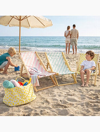 Chilienne transat enfant toile coton imprimé citron - SAUTHON
