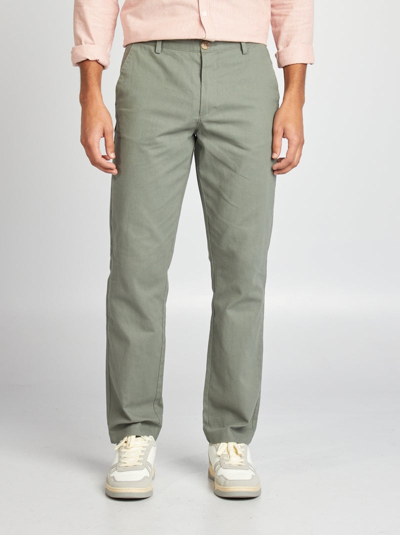 Chino coupe droite/ regular fit Vert - Kiabi