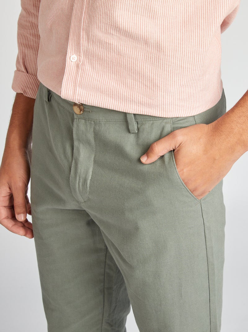 Chino coupe droite/ regular fit Vert - Kiabi