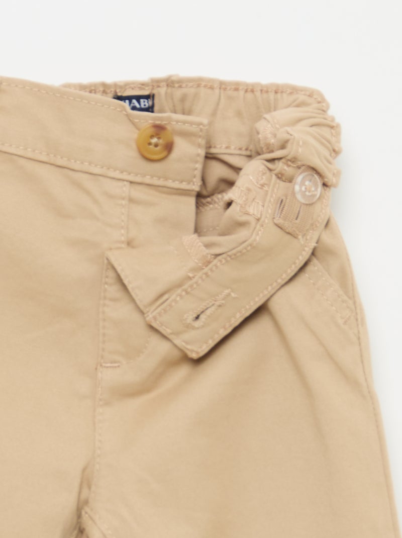 Chino droit en coton stretch Beige - Kiabi