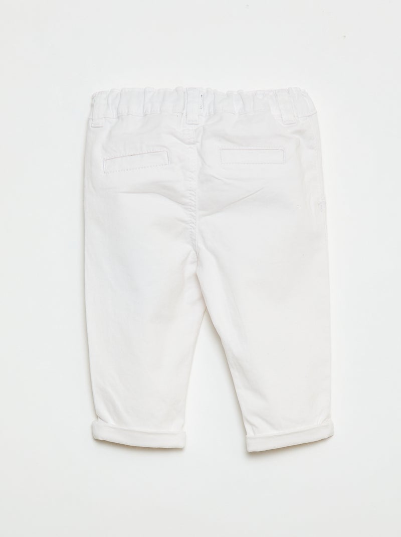 Chino droit en coton stretch Blanc - Kiabi