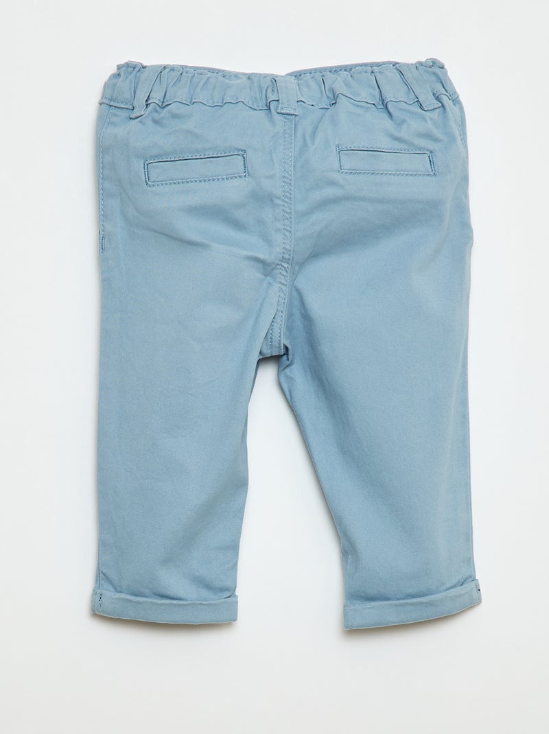 Chino droit en coton stretch Bleu - Kiabi