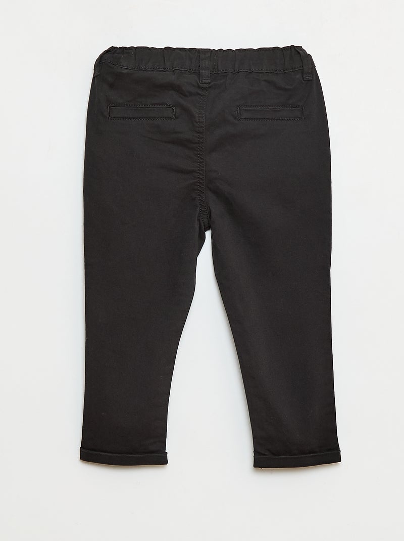 Chino droit en coton stretch Noir - Kiabi