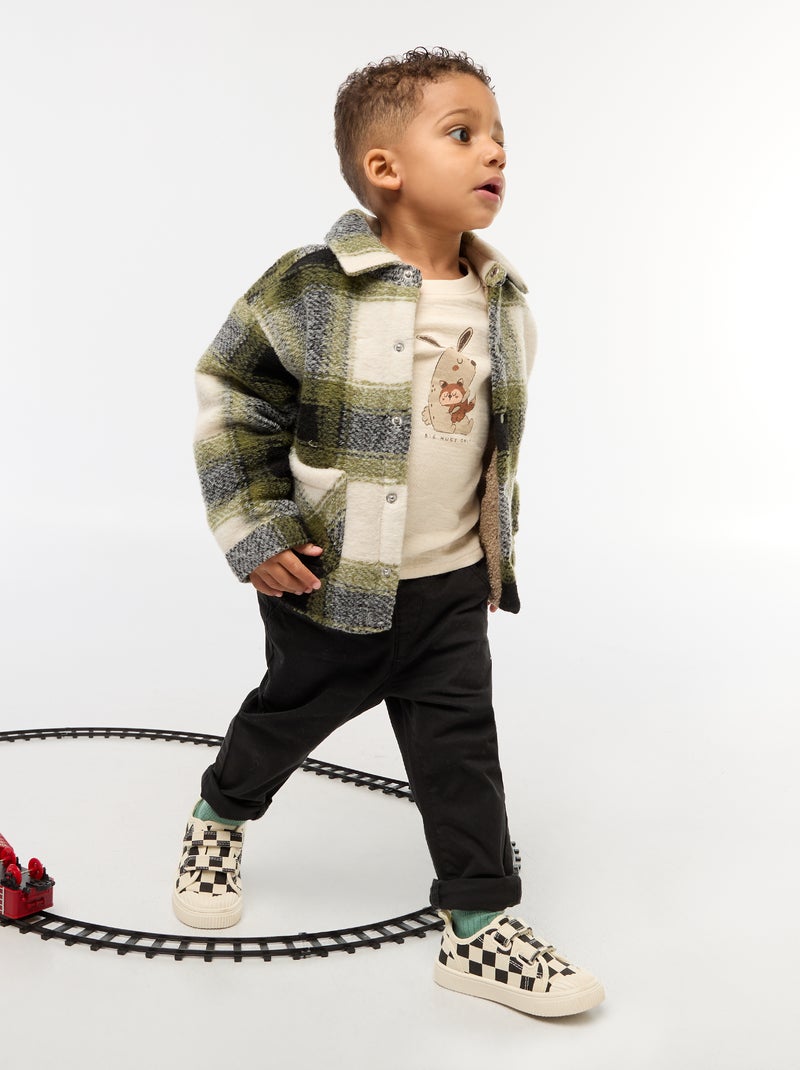 Chino droit en coton stretch Noir - Kiabi