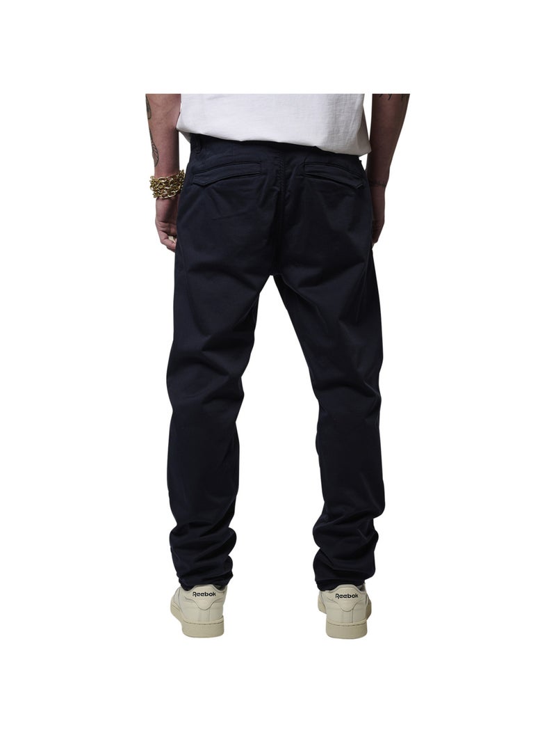 Chino en coton marine uni avec une coupe droite et des poches Bleu marine - Kiabi