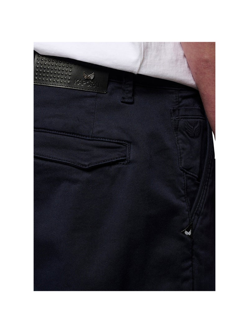 Chino en coton marine uni avec une coupe droite et des poches Bleu marine - Kiabi