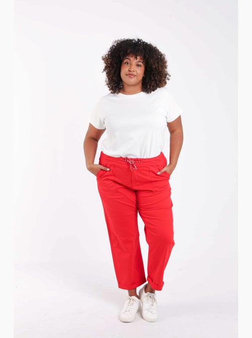 Chino en coton uni 7/8 PAPRIKA - Kiabi