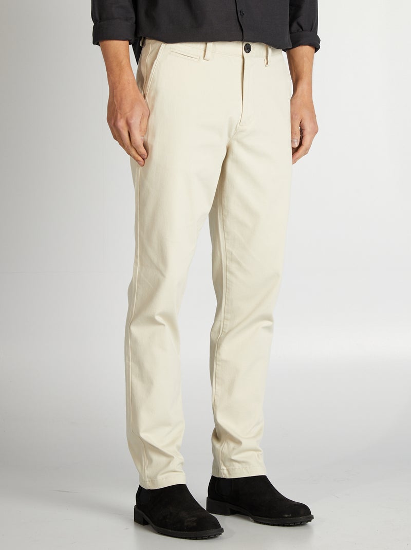 Chino en twill coupe slim Blanc - Kiabi