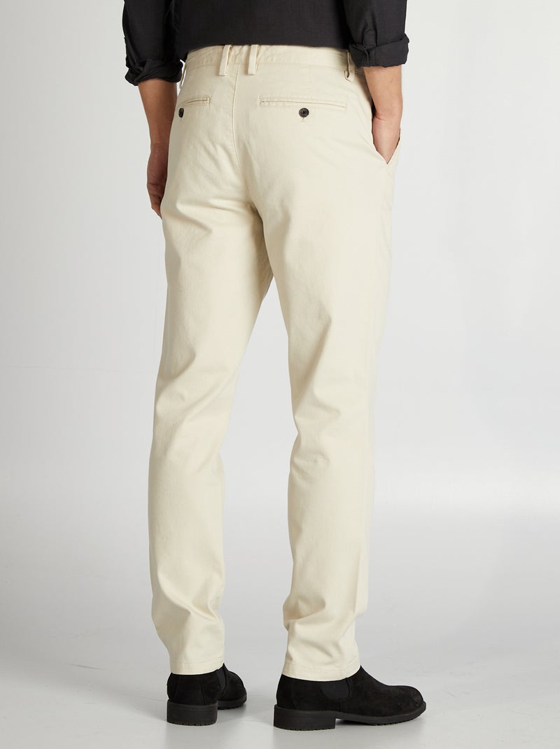 Chino en twill coupe slim Blanc - Kiabi
