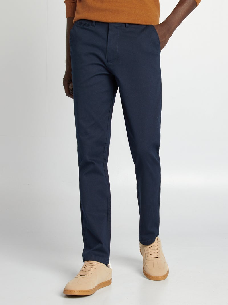 Chino en twill coupe slim Bleu marine - Kiabi